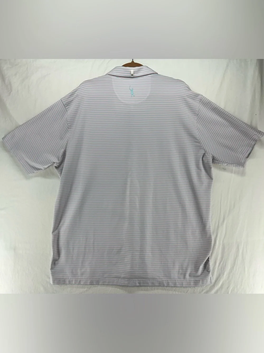 Mizzen & Main Phil Mickelson Polo Shirt Short Sleeve 2XL Light Blue‎ Pink Stripe